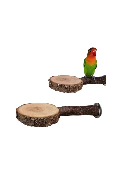 2x Doğal Ağaç Dalı Kuş Tüneği - Papağan, Sincap, Hamster İçin Çiğneme Oyuncağı