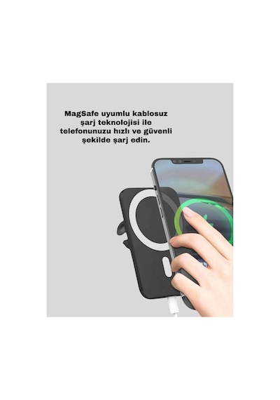 Mıknatıslı Magsafe Uyumlu Araç Tutucu Kablosuz Şarj Destekli Çok Rnekli