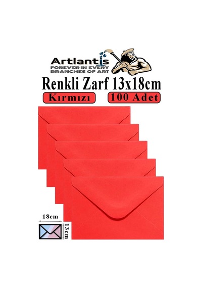 Kırmızı Zarf 13x18 Cm 100 Adet Kırmızı Mektup Zarfı Davetiye Zarfı Kartpostal Çekiliş Hediye Zarfı