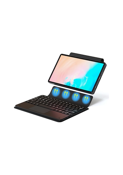 Samsung Galaxy Uyumlu Tab S11 Border Keyboard Bluetooh Bağlantılı Standlı Klavyeli Tablet Kılıfı Arka Kapak