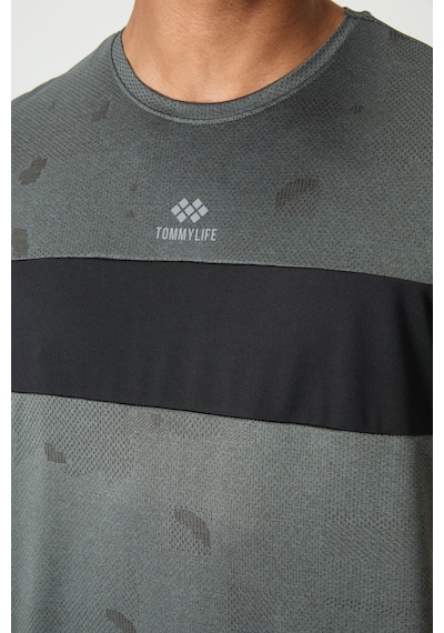 Tommy Life Haki Polyester Nefes Alan Jakarlı İnce Esnek Standart Fit Erkek Performans T-shirt - 88398 Haki