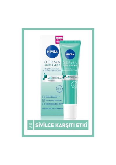 Nivea Derma Skin Clear Night Exfoliator Gece Kremi 40 ML