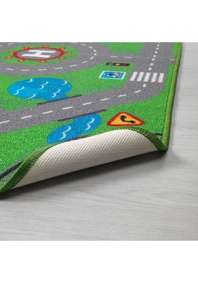Çocuk Oda Halısı 75x133 cm Alan: 0.99 m² Yıkanır Yeşil Renk Desenli Halı Yeşil