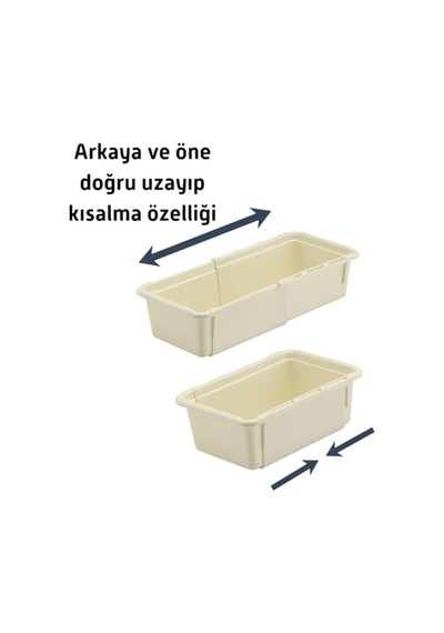 Ayarlanabilir Kayar Kızaklı Mini Çekmece Organizeri Uzuayıp Kısalan Konsül Masa Üstü Dzenleyici Krem, 2 Numara Genel