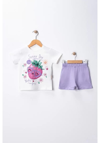 Najmaddin Baby 1/5 Yaş Basic Tişörtlü Şortlu Çocuk Takımı Najmaddin Lila