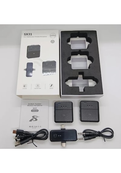 Sx31 Kablosuz Yaka Mikrofonu 3 İn1 Apple Uyumlu iPhone Type-c Ve Jack