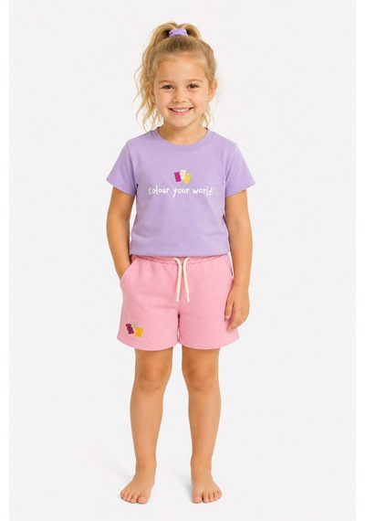 Haribo Lisanslı Ayıcık Ve Yazı Baskılı T-shirt Şort Takım Lila