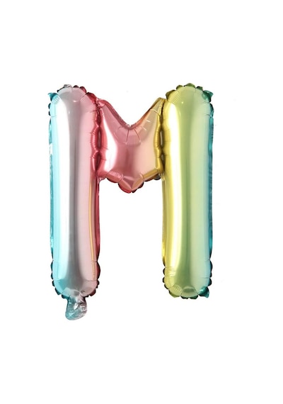 M Harf Gökkuşağı Folyo Balon16 İnç 36 cm