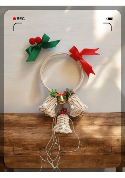 Bambu 3'lü Çan Kapı Çelengi Noel Temalı 23 13 Cm