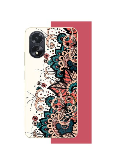Oppo A38 Uyumlu Etnik Çiçek Deseni Baskılı Silikon Kılıf Renkli