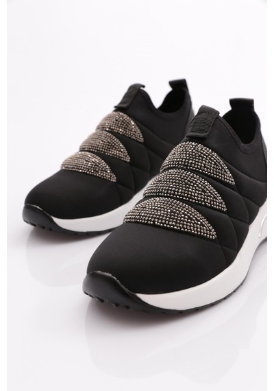 Dgn 222 Kadin Kalin Taban Baklava Desenli Sneaker Ayakkabi 222-2494-R145802 Siyah - Beyaz