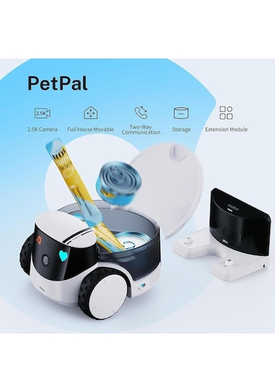 Enabot Rola Petpal 2.5k Aı Kameralı, Otomatik Besleyicili Evcil Hayvan Robotu