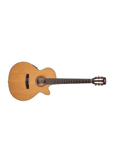 Cort Cec7 Elektro Klasik Gitar Naturel Doğal Parlaklıkta İnce Kesik Gövdeli İspanyol