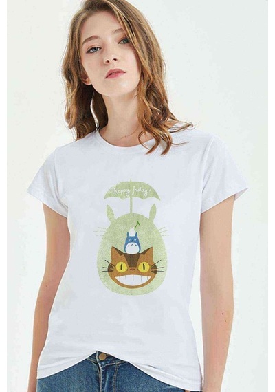 Komşum My Neighbor Totoro Baskılı Beyaz Kadın Tshirt (534308088)