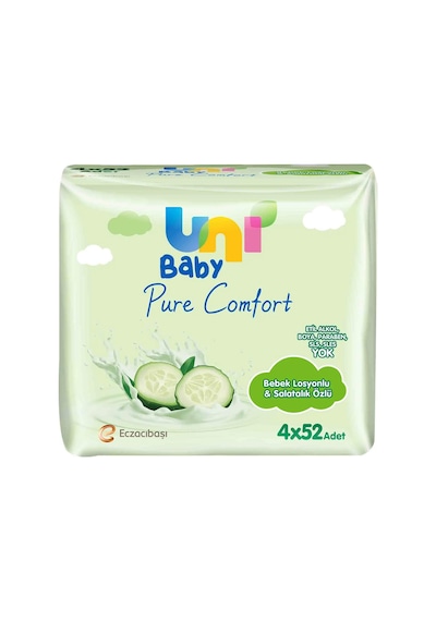 Uni Baby Pure Comfort Salatalık Islak Havlu 4x52 Yaprak