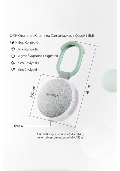Momcozy Taşınabilir Beyaz Gürültü Makinesi-bebek Uyku Sesleri, 20 Ses