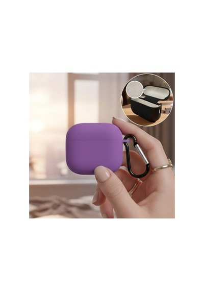 Caseonn Apple Airpods Uyumlu 5 Kılıf Askı Aparatlı Lansman Mor