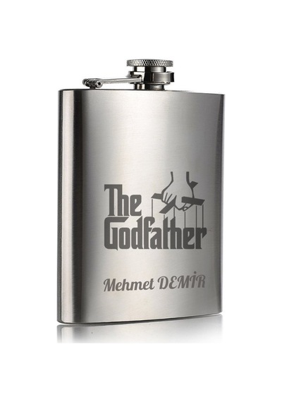 Kişiye Özel God Father 9 Oz Çelik Cep Matarası 266 Ml İçecek Cep Matarası Babaya Hediye Metalik