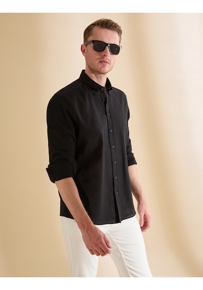 Pierre Cardin Erkek Siyah Gömlek Desenli 50325356-vr046