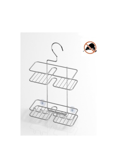 Tekno Tel Bk-067 Krom Asmalı 2 Katlı Düz Duş Rafı Metal Şampuanlık Duş Borusu Organizeri Krom
