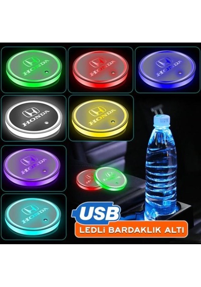 OtoÇizgi Honda Uyumlu Ledli Bardaklık Altı Usb Şarjlı 2 Adet N11.1804 OtoÇizgi