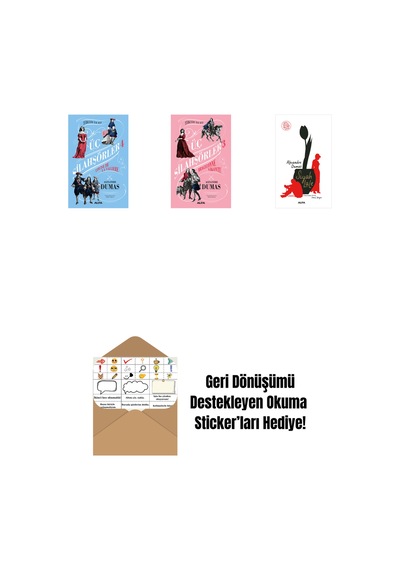 Üç Silahşörler 4 - Louise De La Valliere + Üç Silahşörler 3 - Bragelonne Vikontu Ciltli + Siyah Lale + Okuma Sticker'ları