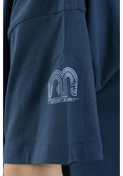 Maraton Comfort Kadın Bisiklet Yaka Navymelanj Crop Top Navymelanj