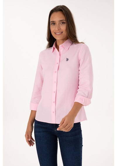 U.S. Polo Assn. Kadın Pembe Uzun Kollu Basic Gömlek 50316711-VR041