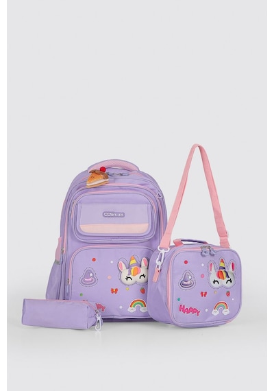 Ççs Kids Premium Okul Çanta Seti 3'lü İlkokul Ortaokul Sırt Çantası Termal Beslenme Çantası Kalemlik Mor 52016