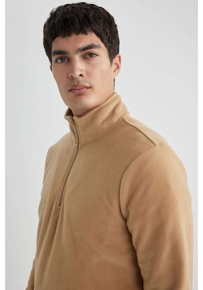 Defacto Regular Fit Yarım Fermuarlı Sweatshirt B7846axnsbg749 Bej