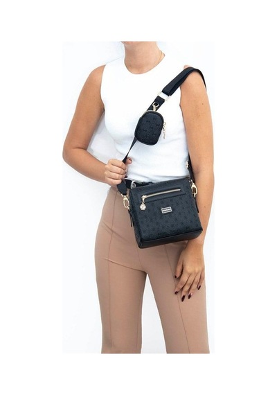 Silver Polo Sp1038 Kadın Çapraz Çanta Logolu Siyah-siyah