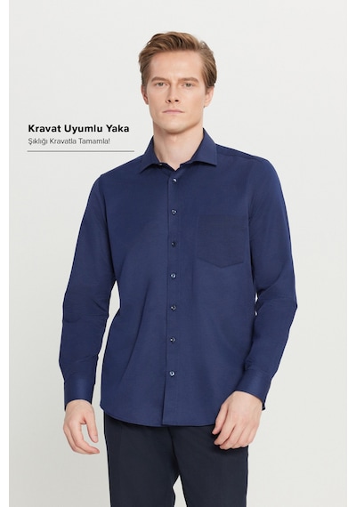 AC&Co / Altınyıldız Classics Erkek Lacı Pamuklu Tailored Slim Fit Dar Kesim Klasik Yaka Armürlü Cepli Gömlek Lacı