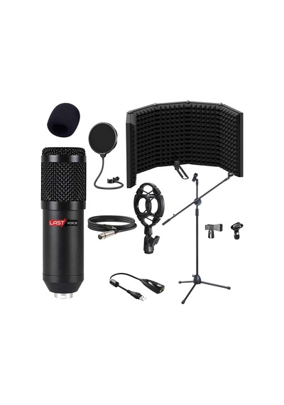 Lastvoice BM800PF Mikrofon Yalıtım Paneli Stand Filtre Shock Mount Set