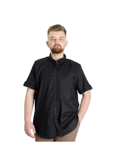 Mode Xl Büyük Beden Erkek Gömlek Gabardin Kısa Kol Tek Cep 23302 Siyah 001