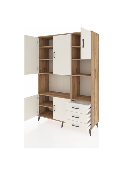 Hyperion Dolap 9 Raflı 3 Çekmeceli 5 Kapaklı 132x44x195 Çam-a... Çam