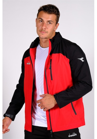 Diadora Elite - Erkek Siyah-Kırmızı Su Geçirmez Spor Yağmurluk Kırmızı