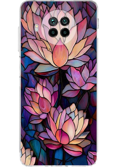 Printify Xiaomi Mi 10t Lite İle Uyumlu Vitray Sessiz Lotus Tasarımlı Şeffaf Silikon Kılıf Şeffaf