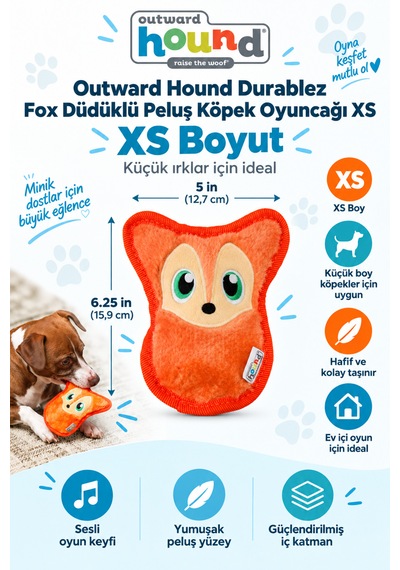 Outward Hound Durablex Fox Düdüklü Peluş Köpek Oyuncağı Xs
