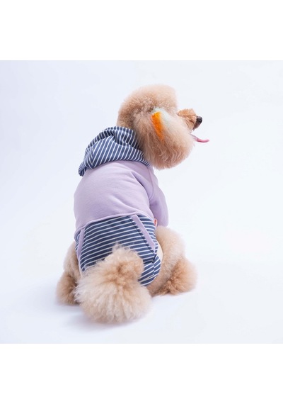 Lila Sera Stripe Köpek Hoodie Köpek Sweat Köpek Kıyafeti Kedi Kıyafeti