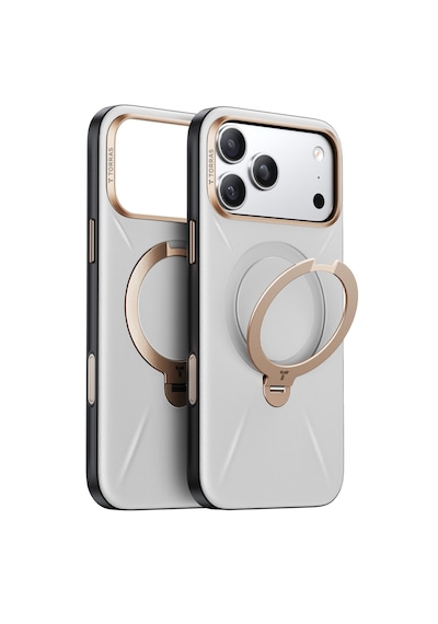 Torras Apple iPhone Uyumlu 17 Pro O Stand Spin Vegskin Serisi Magsafe Kılıf Gri