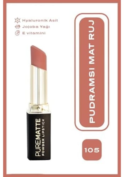 Powder Lipstick No: 105 - Nemlendirici Pudramsı Mat Ruj 0