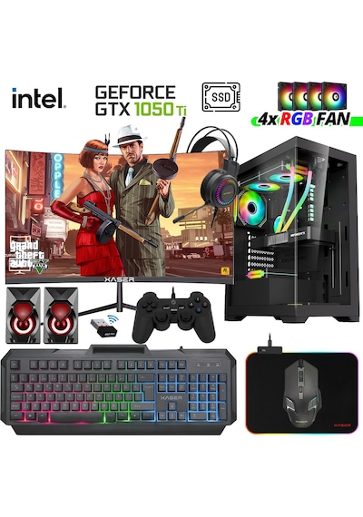 Xaser XSR984 i7 4770 16 GB 512 GB SSD 4 GB GTX1050 Ti 23.8" Free Dos Masaüstü Oyuncu Bilgisayarı