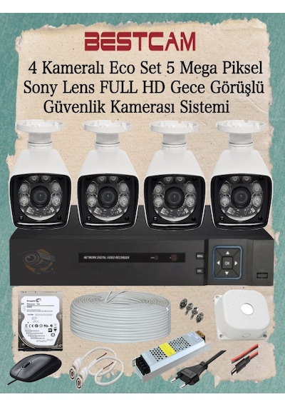 4 Kameralı Eco Set 5 Mp Sony Lensli Full Hd Gece Görüşlü Set
