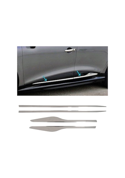Renault Clio 4 HB Uyumlu Krom Yan Kapı Çıtası 4 Parça Paslanmaz Çelik (Yazısız)