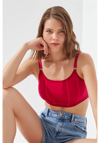 Cottonhill Bordo Pamuklu Ayarlanabilir Askılı Kadın Bralet Büstiyer Bordo