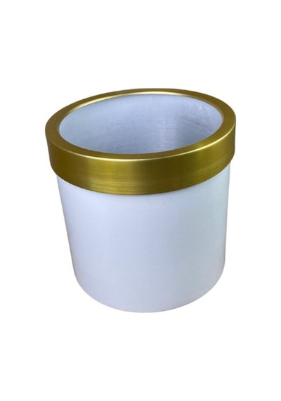 Cihan Çiçekçilik Gold Kemerli 30x30 Beyaz Saksı Çok Renkli
