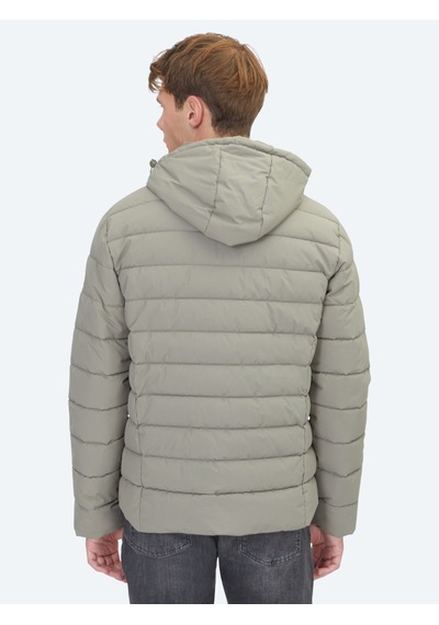 Kip Haki Regular Fit Kapüşonlu Casual Dokuma Mont Haki -