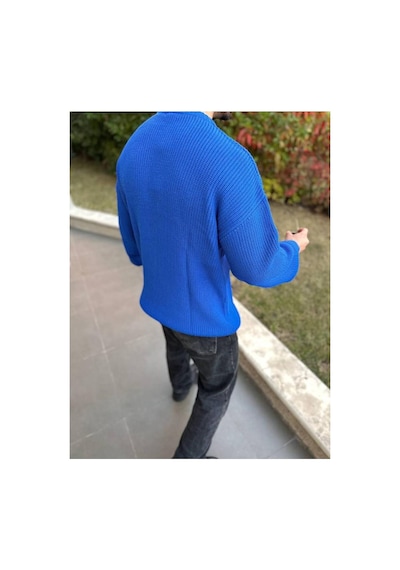 Elku Moda Kazak Oversize Çift Kat Örme Naturel Pamuk Bisiklet Yaka Bol Kesim Tüylenmeyen Salaş Örme Triko Açık Bej