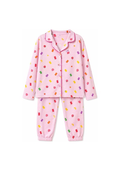 Harıbo Haribo Lisanslı Gömlek Yaka Uzun Kollu Desenli Pijama Takımı Pembe
