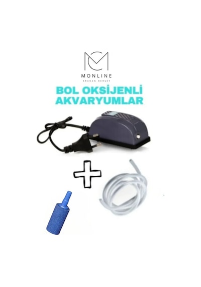 Akvaryum Hava Motor + Hortum + Silindir Hava Taşı